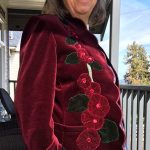 Louise Rueger in her hollyhock jacket.